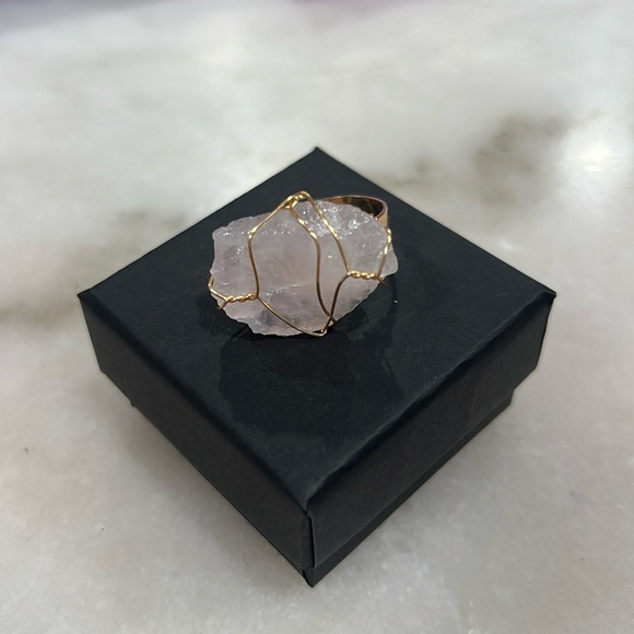 Rose Quartz Hand Wrapped Copper Wire Ring - Picture 6 of 8